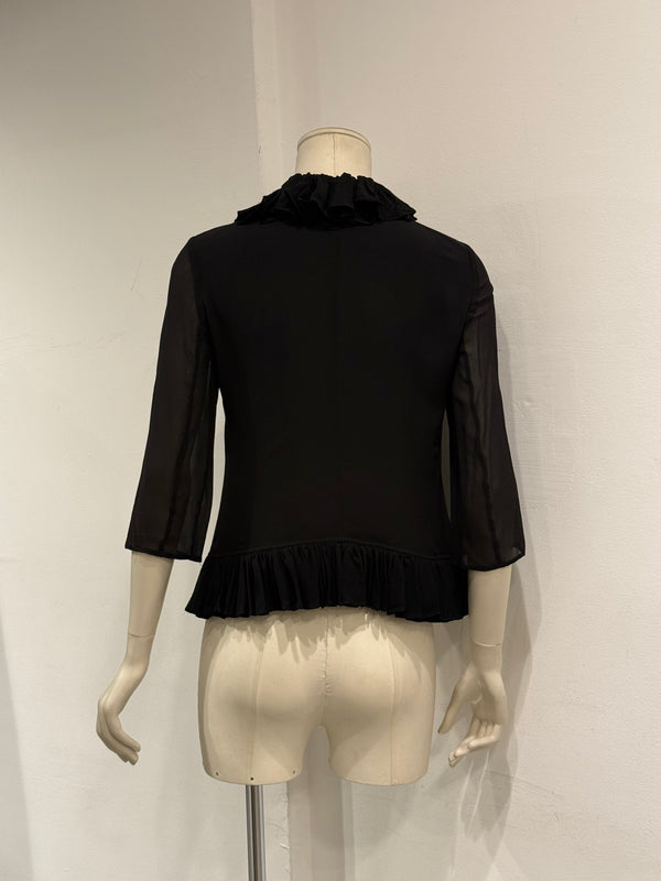 1990s Dolce & Gabbana ruffle trim silk jacket