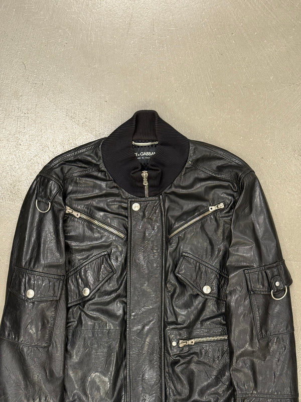 S/S2004 Dolce & Gabbana multi-zipper runway leather jacker