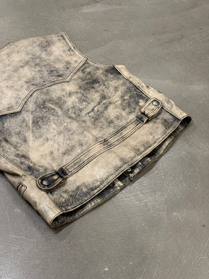 2000s Versace distressed leather vest