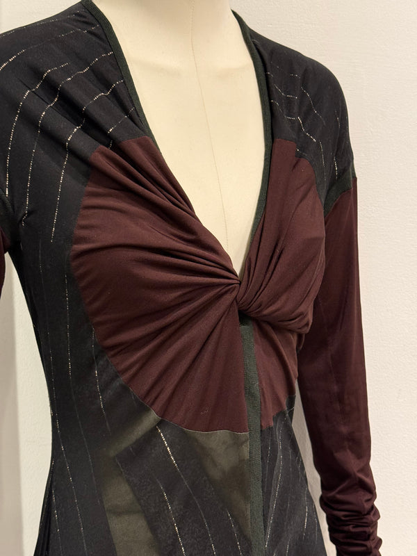 2000s Jean Paul Gaultier patchwork twist-front dress