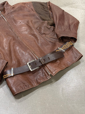 1980s Gianni Versace metallic chainmail belted leather jacket