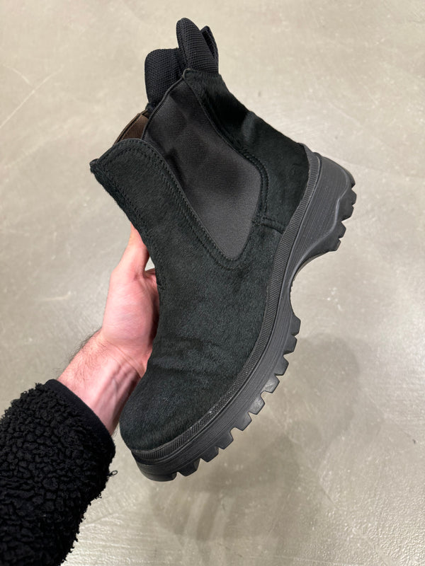 AW1999 Prada black pony hair leather boots