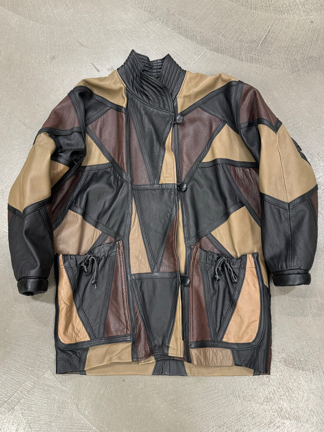 1980s Yves Saint Laurent patchwork leather coat
