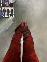 Load image into Gallery viewer, A/W2001 Ann Demeulemeester distressed painted red leather pants
