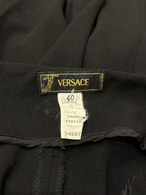 2000s Gianni Versace belted triple waist bondage wool pants
