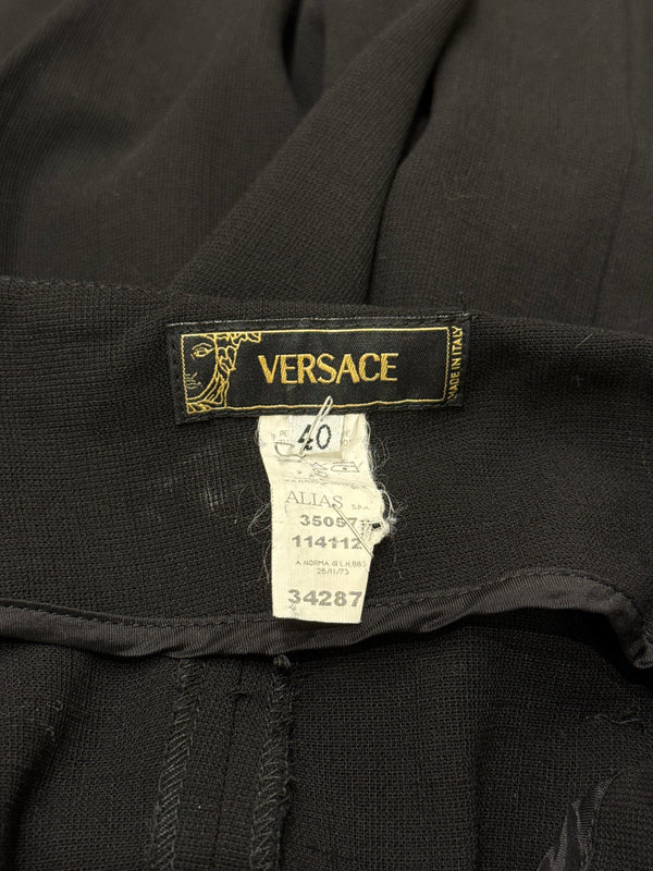 2000s Gianni Versace belted triple waist bondage wool pants