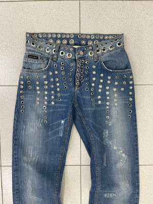 SS06 Dolce & Gabbana eyelet studded holed jeans