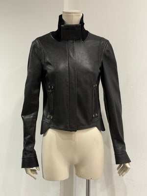 A/W2002 Gucci by Tom Ford ribbed collar leather jacket