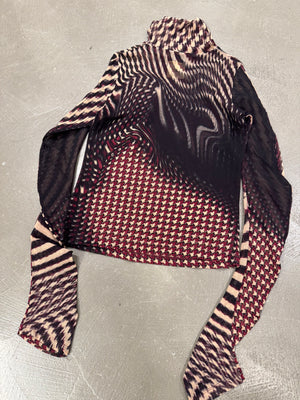 Roberto Cavalli houndstooth distortion illusion mesh top