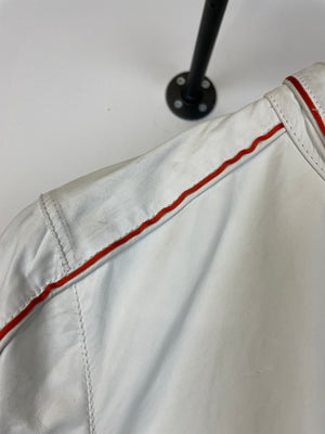 2000s Prada Red Line moto white leather jacket