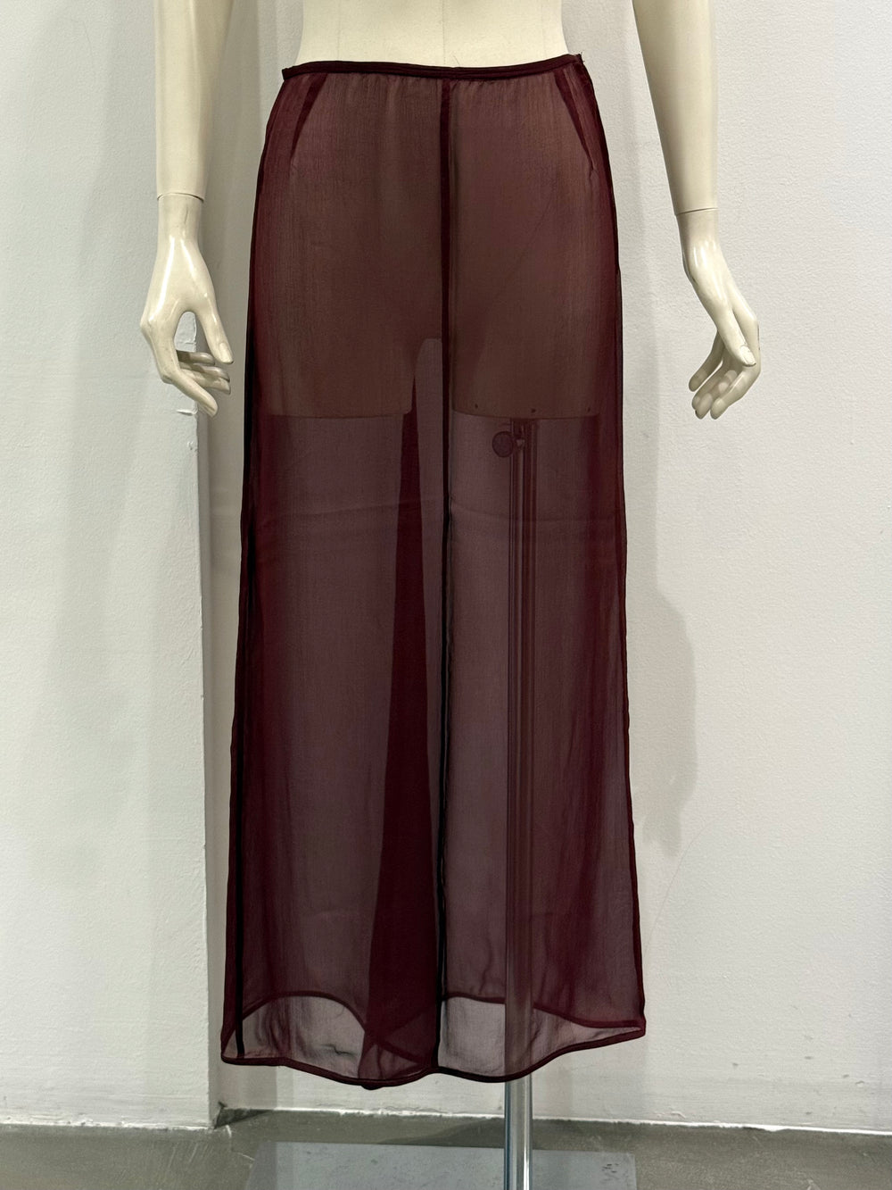 S/S1997 Prada silk long red skirt