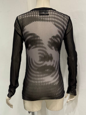 A/W2001 Jean Paul Gaultier colorblock graphic mesh top