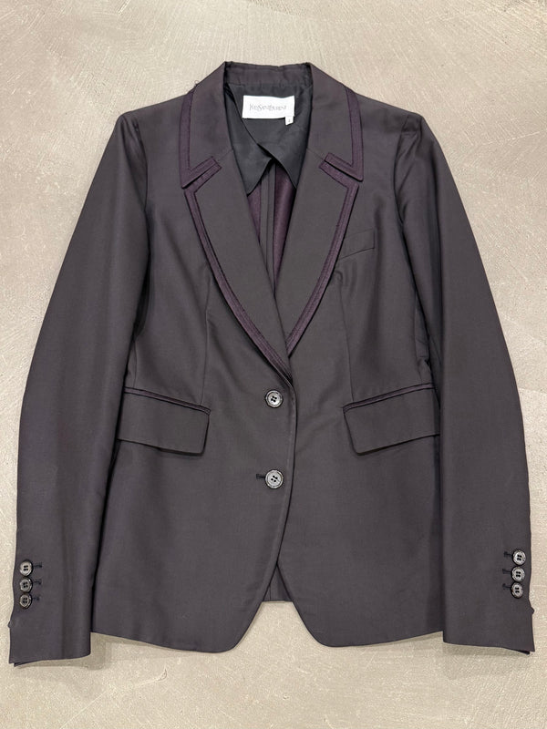 2010s Yves Saint Laurent contrast stitch blazer