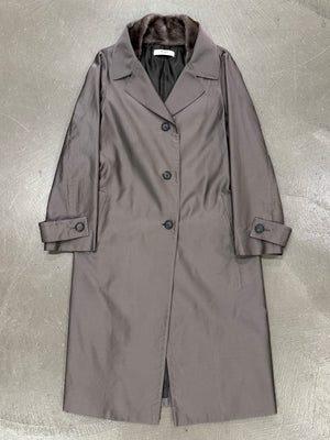 2000s Prada nylon coat with fur collar