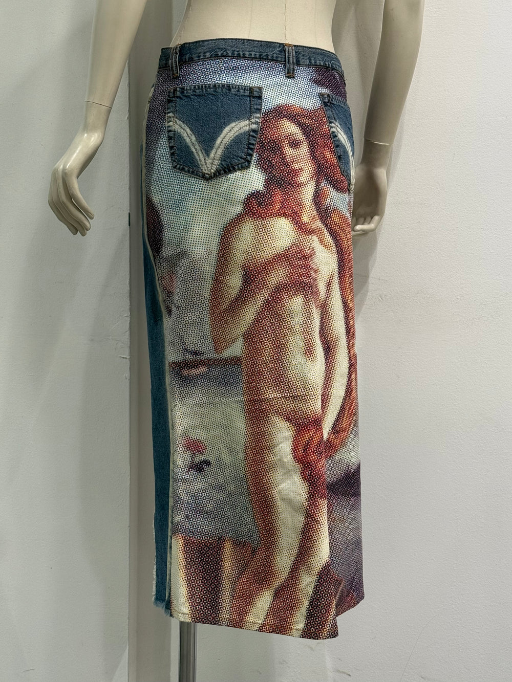 Dolce & Gabbana “The Birth Of Venus” Botticelli denim midi skirt