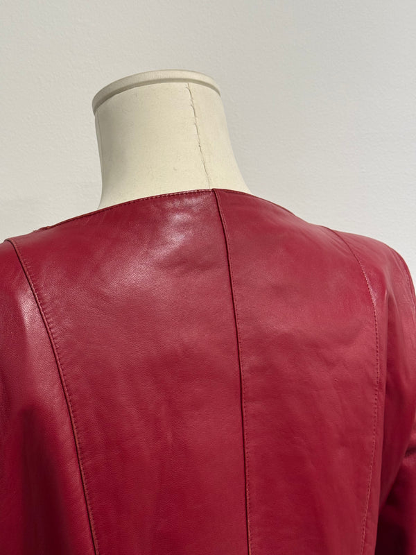 2000s Mugler red leather strap jacket