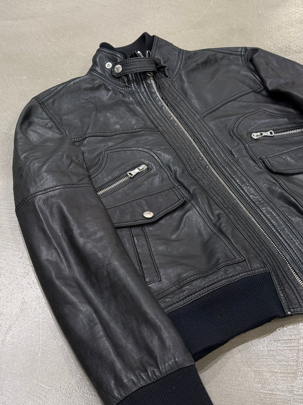 2000s Dolce & Gabbana cargo leather bomber jacket