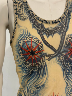 2000s Jean Paul Gaultier printed mesh tank top
