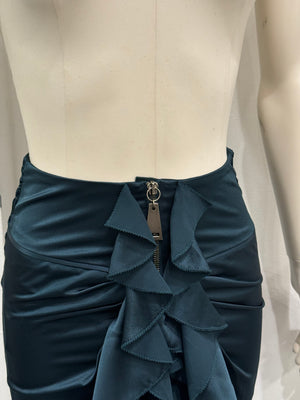 2017 Saint Laurent asymmetric draped ruffle skirt