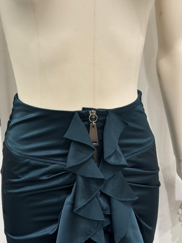 2017 Saint Laurent asymmetric draped ruffle skirt