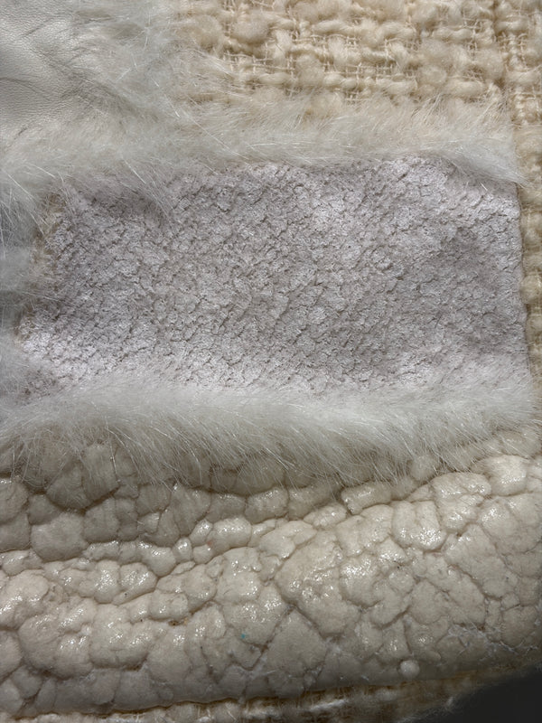 2010 Chanel shearling tweed patchwork big flap bag