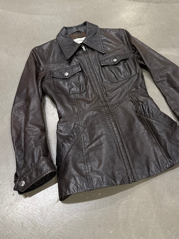 1990s Dolce & Gabbana leather belted coat
