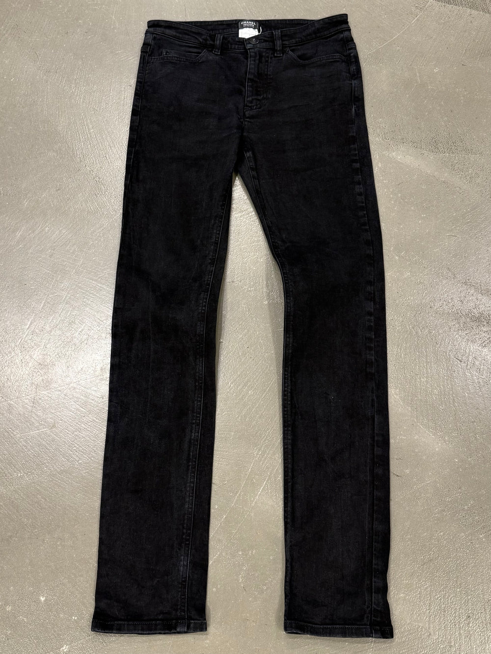 2000s Chanel black uniform slim jeans