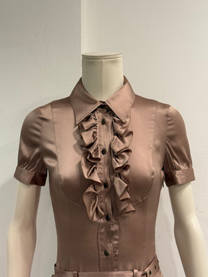 Cavalli ruffle trim belted midi dress