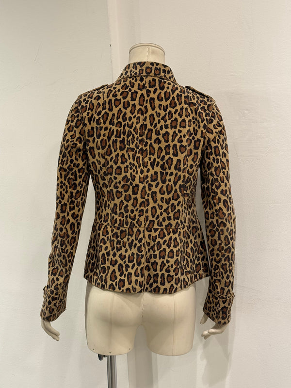 1990s Dolce & Gabbana leather leopard print cropped jacket