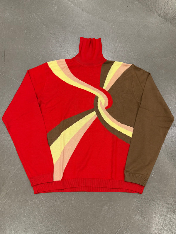 F/W2000 Gianni Versace runway wavy colorblock knit sweater