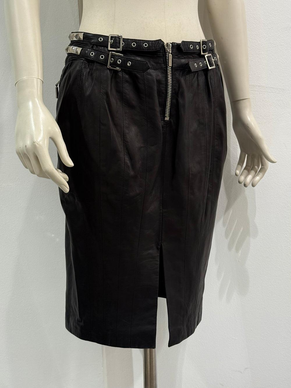 1990s Gianni Versace studded leather skirt