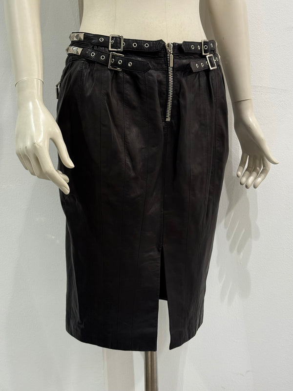1990s Gianni Versace studded leather skirt