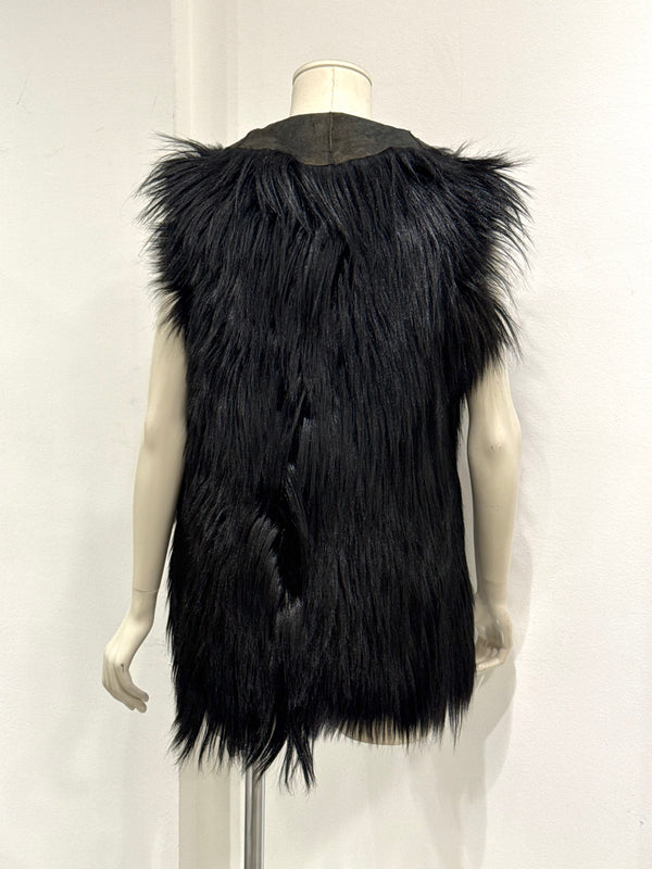 2000s Dolce & Gabbana real fur leather vest