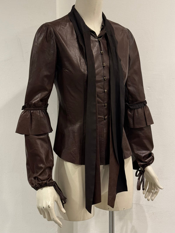 2000s Roberto Cavalli Tie leather jacket