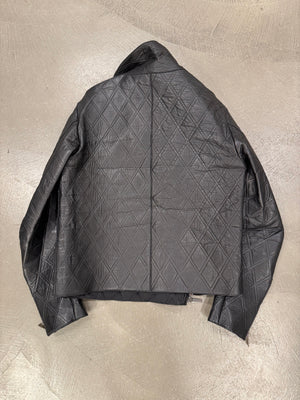 2014 Emporio Armani asymmetrical lozenged biker leather jacket