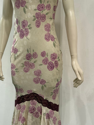 S/S1999 Christian Dior by John Galliano floral silk lace trim dress