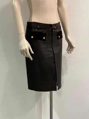 F/W2000 Gucci leather zip mini skirt