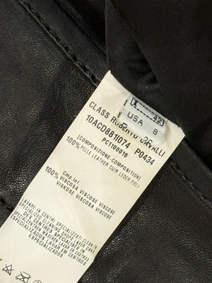 2000s Roberto Cavalli safety pin military leather jacket