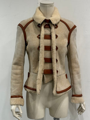 Roberto Cavalli shearling jacket with contrast leather details