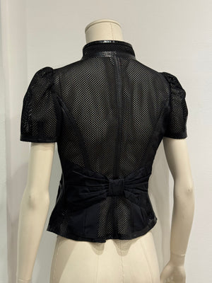 2000s Valentino mesh puff-sleeve top