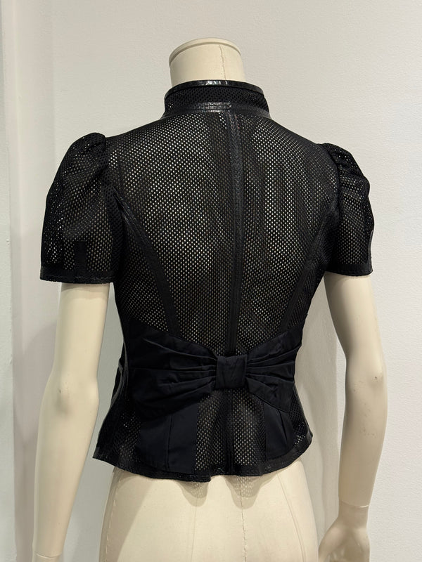 2000s Valentino mesh puff-sleeve top