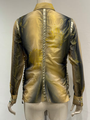 2000s Cavalli iridescent embroidered shirt