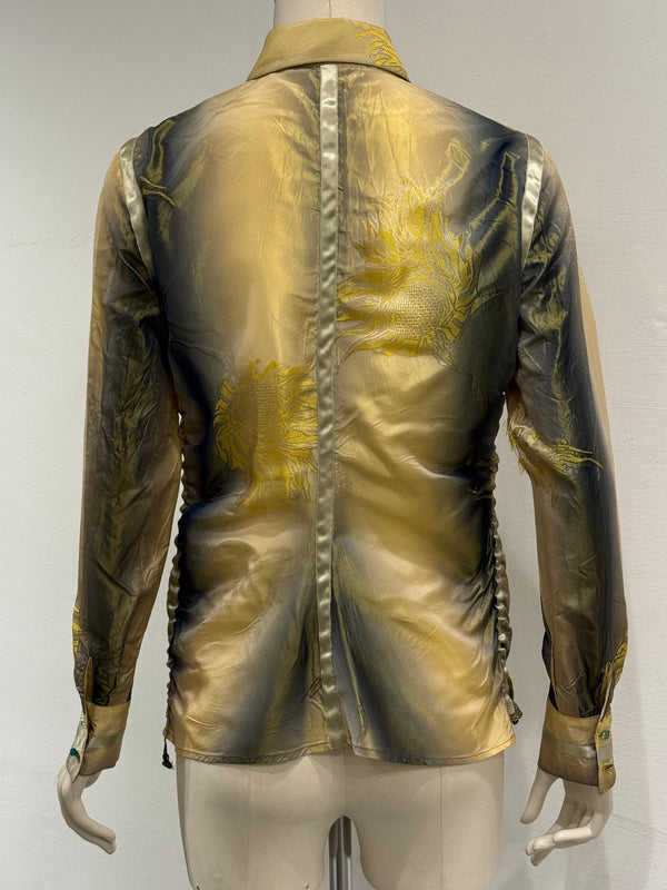 2000s Cavalli iridescent embroidered shirt