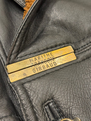 1980s Marithe Francois Girbaud metal hook heavy shearling coat