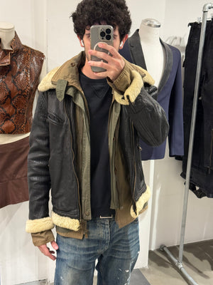 A/W2005 Dolce & Gabbana runway hybrid reconstructed military leather jacket