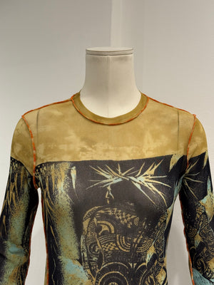 2000s Jean Paul Gaultier mesh long sleeve top