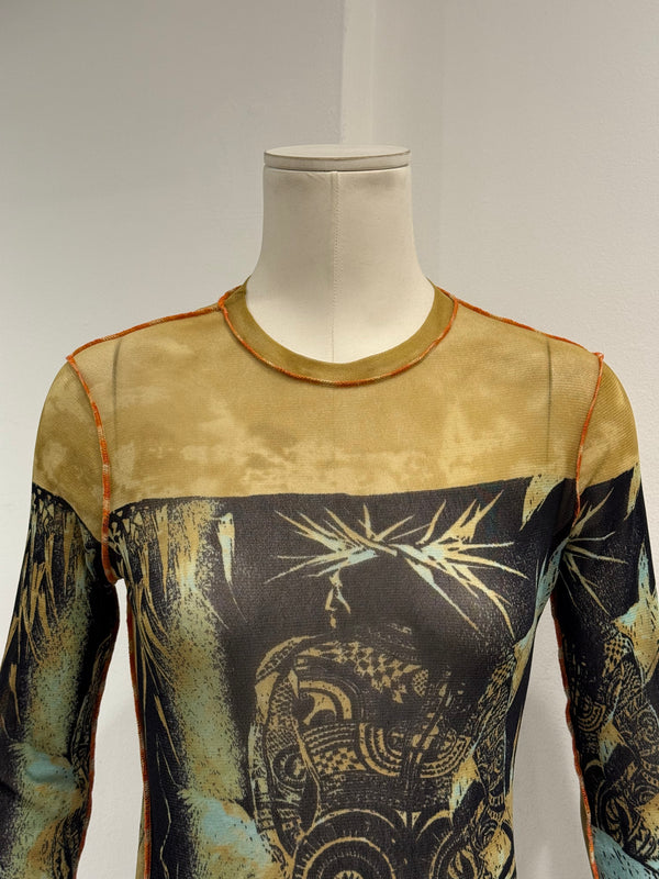 2000s Jean Paul Gaultier mesh long sleeve top