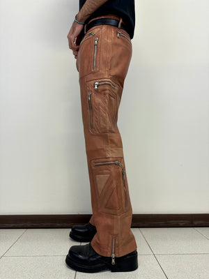 SS2002 Dolce & Gabbana leather zipper flight cargo pants