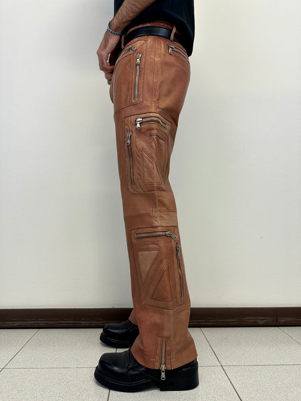 SS2002 Dolce & Gabbana leather zipper flight cargo pants