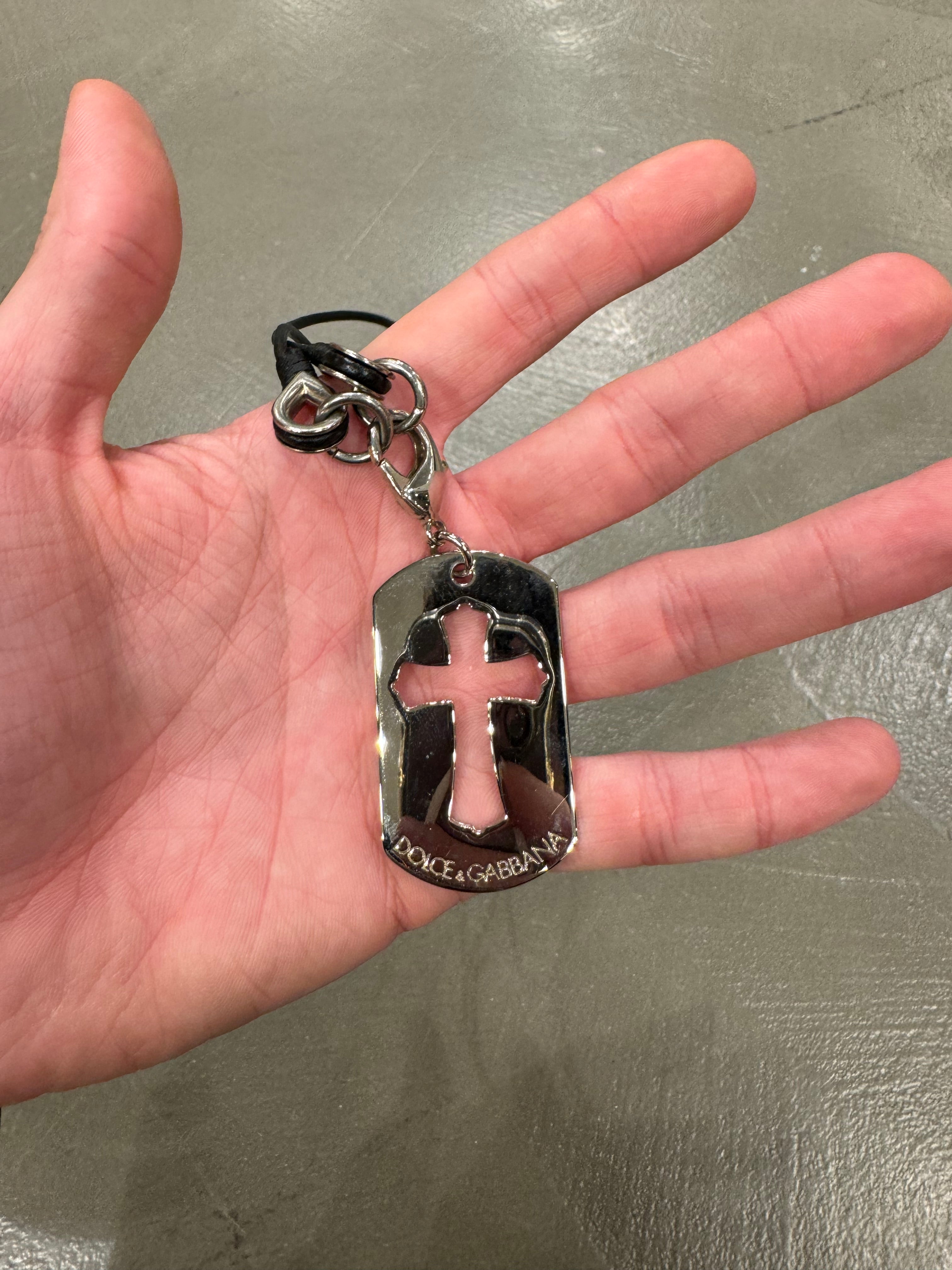 2000s Dolce & Gabbana dog tag cross necklace